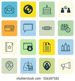 Set Of 16 Universal Editable Icons. Can Be Used For Web, Mobile And App Design. Includes Elements Such As Money Navigation, Blank Cd, Security And More.