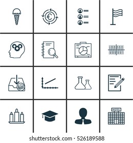Set Of 16 Universal Editable Icons. Can Be Used For Web, Mobile And App Design. Includes Elements Such As Analysis, Manager, Wax And More.