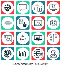 Set Of 16 Universal Editable Icons. Can Be Used For Web, Mobile And App Design. Includes Elements Such As Conference, Operator, Online Identity And More.