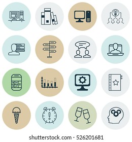 Set Of 16 Universal Editable Icons. Can Be Used For Web, Mobile And App Design. Includes Elements Such As Warranty, Calculation, Library And More.