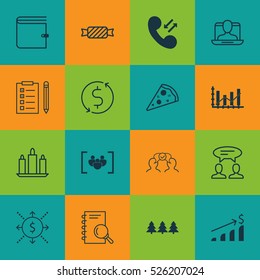 Set Of 16 Universal Editable Icons. Can Be Used For Web, Mobile And App Design. Includes Elements Such As Money, Dialogue, Successful Investment And More.