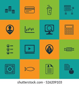 Set Of 16 Universal Editable Icons. Can Be Used For Web, Mobile And App Design. Includes Elements Such As Job Applicants, Money Navigation, Report And More.