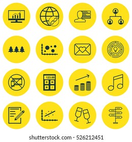Set Of 16 Universal Editable Icons. Can Be Used For Web, Mobile And App Design. Includes Elements Such As Paper, Market Research, Financial And More.