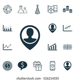 Set Of 16 Universal Editable Icons. Can Be Used For Web, Mobile And App Design. Includes Elements Such As Cosinus Diagram, Segmented Bar Graph, Present And More.