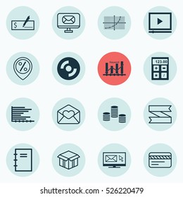 Set Of 16 Universal Editable Icons. Can Be Used For Web, Mobile And App Design. Includes Elements Such As Greeting Email, Open Cardboard, Blank Cd And More.