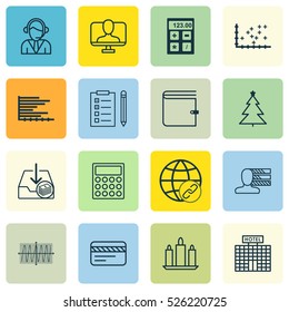 Set Of 16 Universal Editable Icons. Can Be Used For Web, Mobile And App Design. Includes Elements Such As Wax, Reminder, Hotel Construction And More.