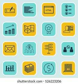 Set Of 16 Universal Editable Icons. Can Be Used For Web, Mobile And App Design. Includes Elements Such As Coins Growth, Personal Skills, Road Map And More.