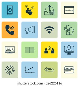 Set Of 16 Universal Editable Icons. Can Be Used For Web, Mobile And App Design. Includes Elements Such As Online Identity, Crossroad, Website And More.