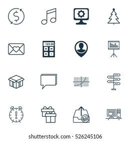 Set Of 16 Universal Editable Icons. Can Be Used For Web, Mobile And App Design. Includes Elements Such As Open Cardboard, Paid Upload, PC And More.