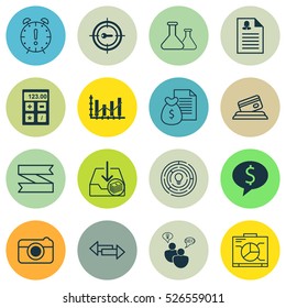 Set Of 16 Universal Editable Icons. Can Be Used For Web, Mobile And App Design. Includes Elements Such As Business Deal, Raise Diagram, SEO Brainstorm And More.