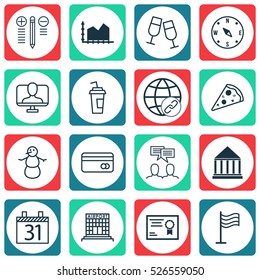 Set Of 16 Universal Editable Icons. Can Be Used For Web, Mobile And App Design. Includes Elements Such As Connectivity, Locate, Plastic Card And More.