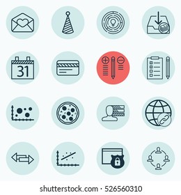 Set Of 16 Universal Editable Icons. Can Be Used For Web, Mobile And App Design. Includes Elements Such As Bank Card, Date, Reminder And More.