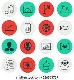 Set Of 16 Universal Editable Icons. Can Be Used For Web, Mobile And App Design. Includes Elements Such As Street, Questionnaire, Focus Group And More.