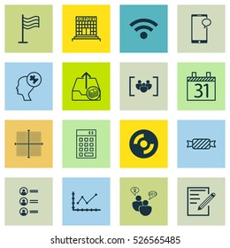 Set Of 16 Universal Editable Icons. Can Be Used For Web, Mobile And App Design. Includes Elements Such As Sweet, Human Mind, Messaging And More.