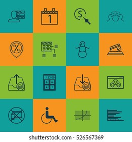 Set Of 16 Universal Editable Icons. Can Be Used For Web, Mobile And App Design. Includes Elements Such As Personal Skills, Winter, Line Grid And More.