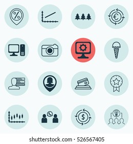 Set Of 16 Universal Editable Icons. Can Be Used For Web, Mobile And App Design. Includes Elements Such As Collaborative Solution, Phone Conference, Credit Card And More.