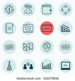 Set Of 16 Universal Editable Icons. Can Be Used For Web, Mobile And App Design. Includes Elements Such As Warranty, Birthday Hat, Wallet And More.