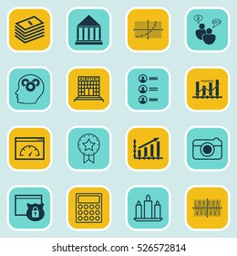Set Of 16 Universal Editable Icons. Can Be Used For Web, Mobile And App Design. Includes Elements Such As Keyword Optimisation, Loading Speed, Street And More.