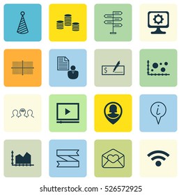 Set Of 16 Universal Editable Icons. Can Be Used For Web, Mobile And App Design. Includes Elements Such As Bank Payment, Coaching, Greeting Email And More.