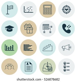 Set Of 16 Universal Editable Icons. Can Be Used For Web, Mobile And App Design. Includes Elements Such As Plot Diagram, Savings, Present And More.
