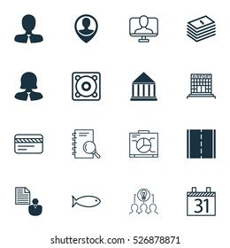 Set Of 16 Universal Editable Icons. Can Be Used For Web, Mobile And App Design. Includes Elements Such As Bank Card, Education Center, Report And More.