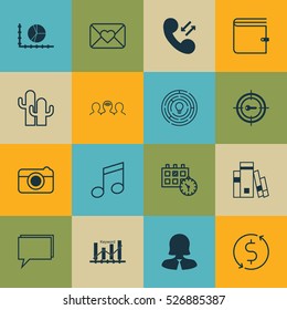 Set Of 16 Universal Editable Icons. Can Be Used For Web, Mobile And App Design. Includes Elements Such As Crotchets, Keyword Optimisation, Appointment And More.