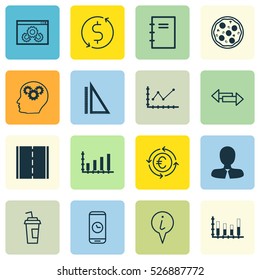 Set Of 16 Universal Editable Icons. Can Be Used For Web, Mobile And App Design. Includes Elements Such As Money Trasnfer, Measurement, Currency Recycle And More.