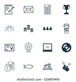Set Of 16 Universal Editable Icons. Can Be Used For Web, Mobile And App Design. Includes Elements Such As Money, Digital Media, Tournament And More.