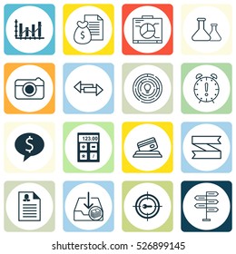 Set Of 16 Universal Editable Icons. Can Be Used For Web, Mobile And App Design. Includes Elements Such As Financial, Time Management, Innovation And More.