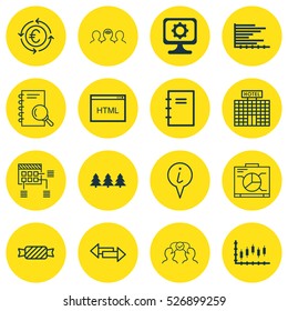 Set Of 16 Universal Editable Icons. Can Be Used For Web, Mobile And App Design. Includes Elements Such As Hotel Construction, Cooperation, Coaching And More.