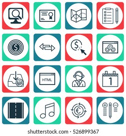 Set Of 16 Universal Editable Icons. Can Be Used For Web, Mobile And App Design. Includes Elements Such As Business Goal, Website Performance, Laptop And More.