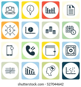 Set Of 16 Universal Editable Icons. Can Be Used For Web, Mobile And App Design. Includes Elements Such As Line Grid, Music, Female Application And More.