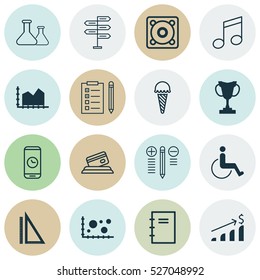 Set Of 16 Universal Editable Icons. Can Be Used For Web, Mobile And App Design. Includes Elements Such As Successful Investment, Crotchets, Call Duration And More.