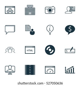 Set Of 16 Universal Editable Icons. Can Be Used For Web, Mobile And App Design. Includes Elements Such As Conference, Personal Skills, Hotel Construction And More.