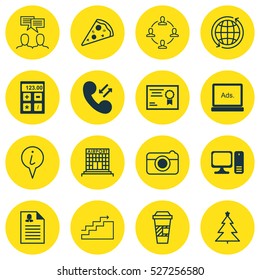 Set Of 16 Universal Editable Icons. Can Be Used For Web, Mobile And App Design. Includes Elements Such As Takeaway Coffee, Collaboration, Street And More.