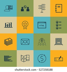Set Of 16 Universal Editable Icons. Can Be Used For Web, Mobile And App Design. Includes Elements Such As Opportunity, Bars Chart, Collaborative Solution And More.