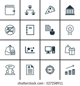 Set Of 16 Universal Editable Icons. Can Be Used For Web, Mobile And App Design. Includes Elements Such As Report, Paid Upload, Forbidden Mobile And More.