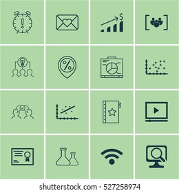 Set Of 16 Universal Editable Icons. Can Be Used For Web, Mobile And App Design. Includes Elements Such As Celebration Letter, Successful Investment, Board And More.