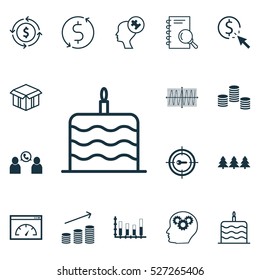 Set Of 16 Universal Editable Icons. Can Be Used For Web, Mobile And App Design. Includes Elements Such As Analysis, Money Trasnfer, Money And More.