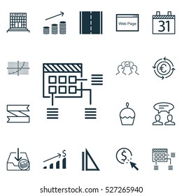 Set Of 16 Universal Editable Icons. Can Be Used For Web, Mobile And App Design. Includes Elements Such As Measurement, Cooperation, Paid Download And More.