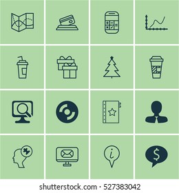 Set Of 16 Universal Editable Icons. Can Be Used For Web, Mobile And App Design. Includes Elements Such As Warranty, Email, Info Pointer And More.