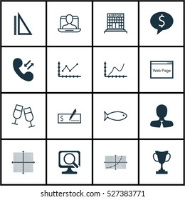 Set Of 16 Universal Editable Icons. Can Be Used For Web, Mobile And App Design. Includes Elements Such As Bank Payment, Business Deal, Line Grid And More.