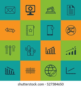 Set Of 16 Universal Editable Icons. Can Be Used For Web, Mobile And App Design. Includes Elements Such As Forbidden Mobile, Successful Investment, Crossroad And More.