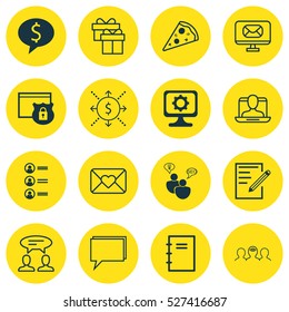 Set Of 16 Universal Editable Icons. Can Be Used For Web, Mobile And App Design. Includes Elements Such As Paper, SEO Brainstorm, Dialogue And More.
