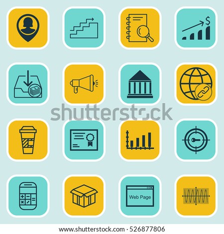 Set Of 16 Universal Editable Icons. Can Be Used For Web, Mobile And App Design. Includes Elements Such As Successful Investment, Takeaway Coffee, Dynamics And More.