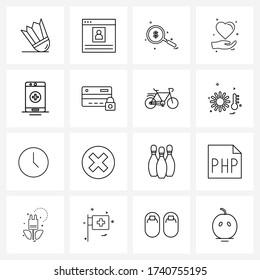 Conjunto de 16 iconos de línea universal de más; móvil; dólar; médico; Ilustración vectorial segura