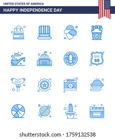 Set of 16 USA Day Icons American Symbols Independence Day Signs for st; pipe; usa; usa; fastfood Editable USA Day Vector Design Elements