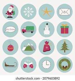 Set of 16 vector Christmas icons for your blog, web site, social networks, business,highlaits etc.