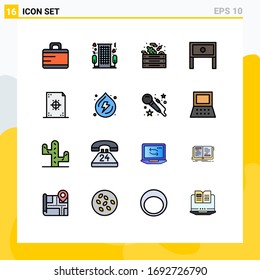 Set of 16 Vector Flat Color Filled Lines on Grid for coding; interior; green; household; end Editable Creative Vector Design Elements