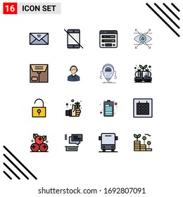 Set of 16 Vector Flat Color Filled Lines on Grid for look; business; pc; web; login Editable Creative Vector Design Elements